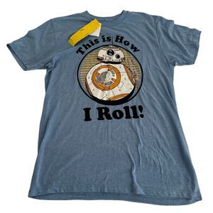 BB-8 "This is How I Roll" T-Shirt Star Wars Tee Men Sz Medium Blue Fifth Sun NEW